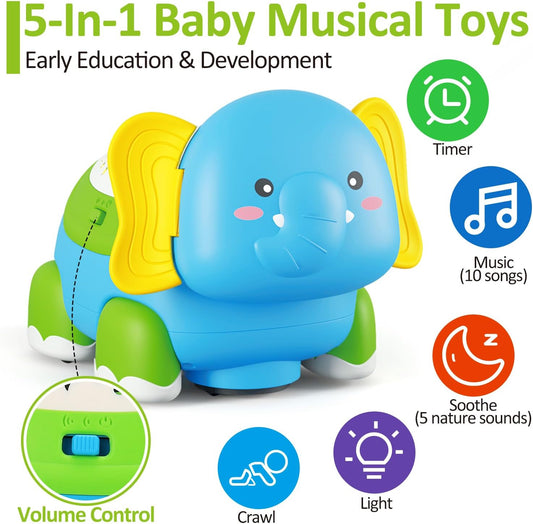 5 in 1 Crawling & Walking Baby Toys 3-6 to 12 Months Developmental Musical Toys for Babies 12-18 Months Light Up Tummy Time Infant Toys 3 6 9 6-12 Month 1 Year Old Boy Girl Toys 1st Birthday Gifts