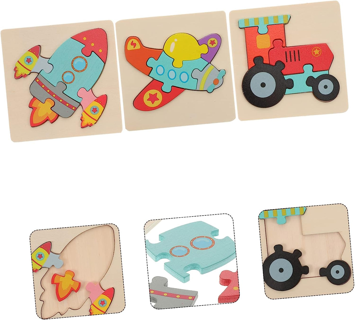 Colors 9 pcs Crafts Decor Classic Educational Early Fine Animals Cognitive Cartoon Puzzle Train Style Creative Board Wooden Shapes Toddler Shape Toy Learning D Plane Puzzles