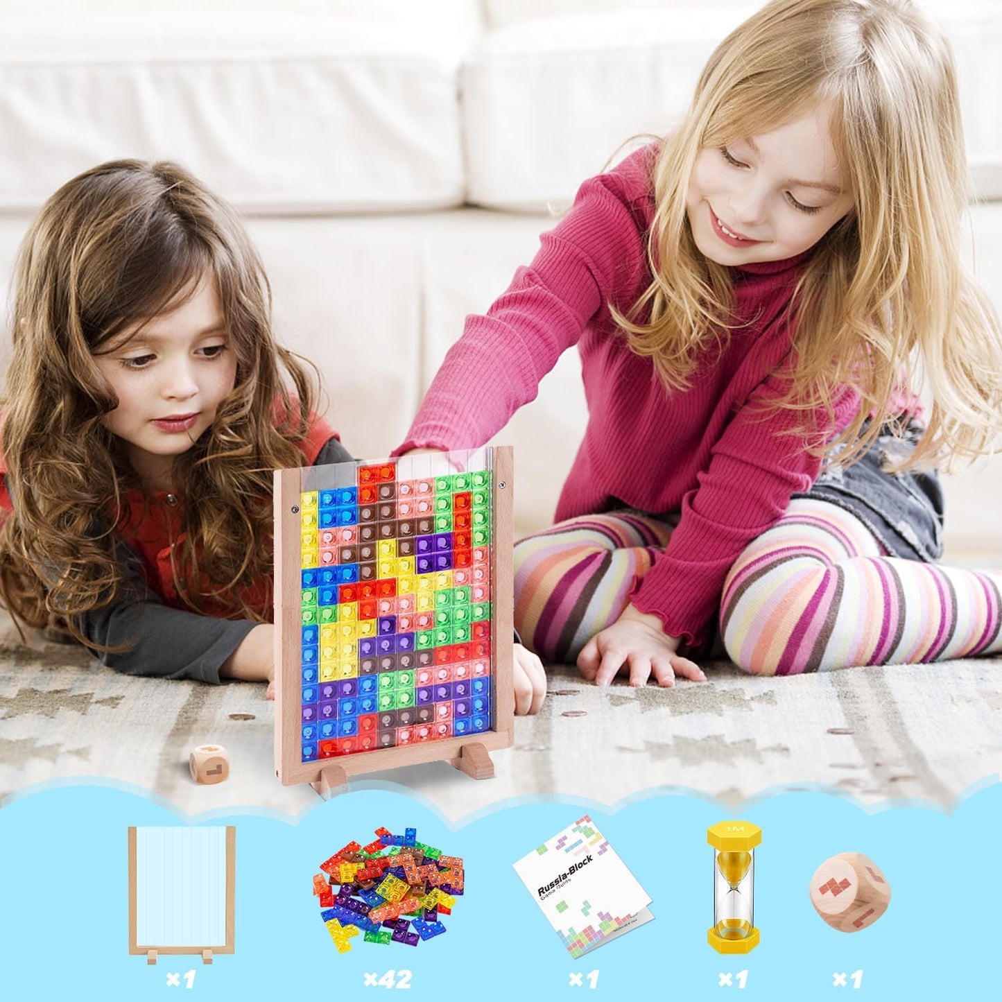 Board Games for Kids & Adults Russia Blocks Stacking Toys, STEM Classic Puzzles Game 3D Brain Teaser Toys, Perfect for Family Games, Parties, Travel, 1 to 4 Players