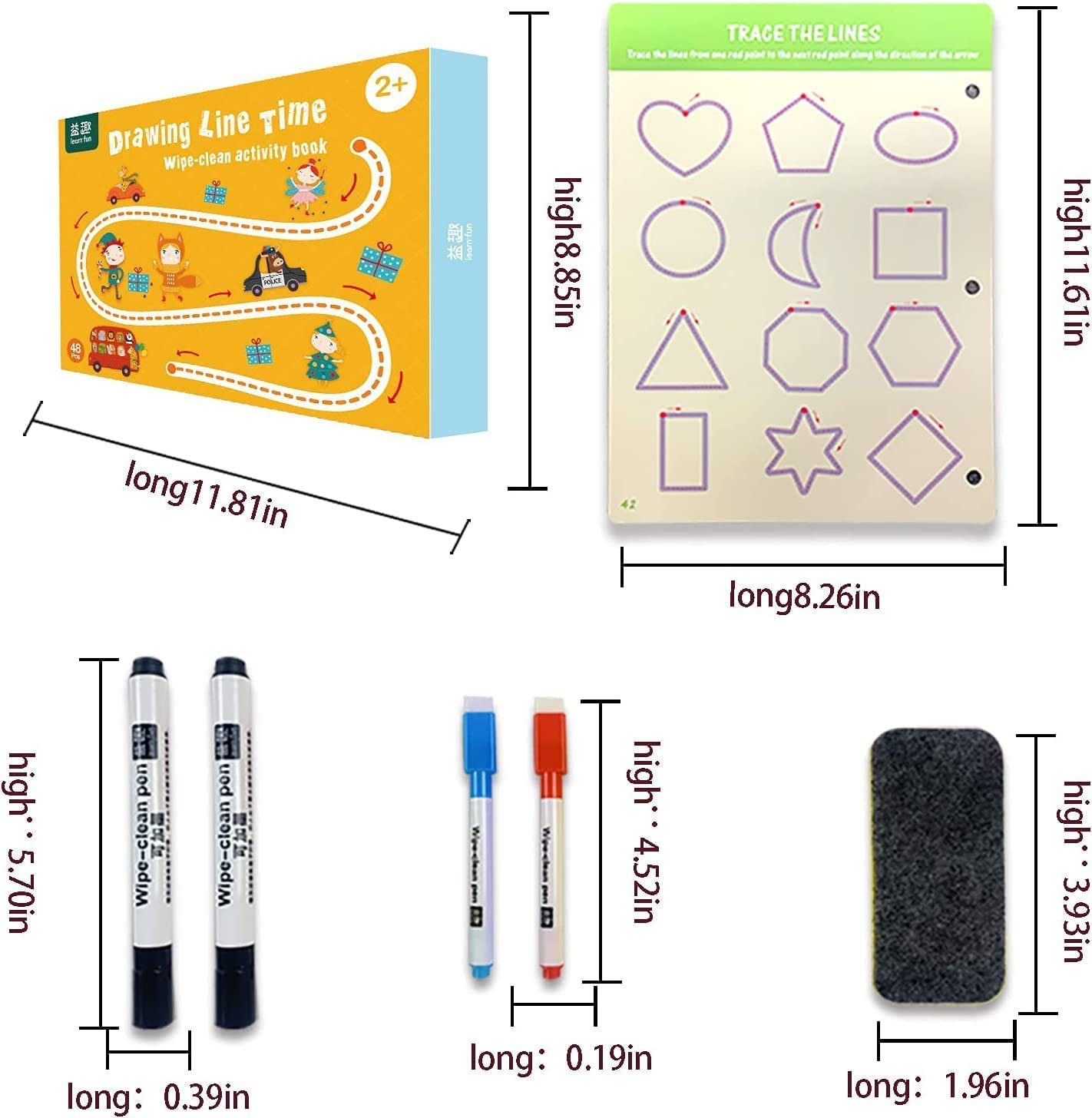 Preschool Learning Activities for 2 Year Olds, Toddler Learning Activities with 4 Dry Erase Markers, Preschool Classroom Must Haves Educational Toys for 2 3 4 Years Kindergarten Workbooks