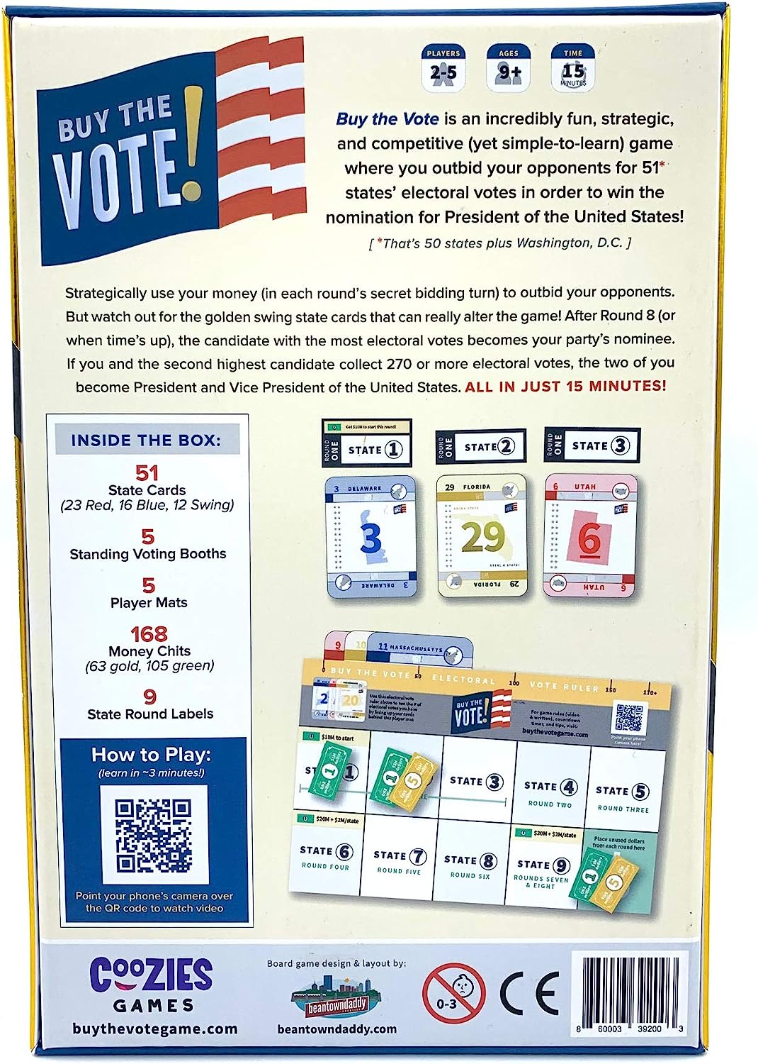 Buy The Vote! Easy Quick Card Game - Fun for Parents, Kids or Poly Students