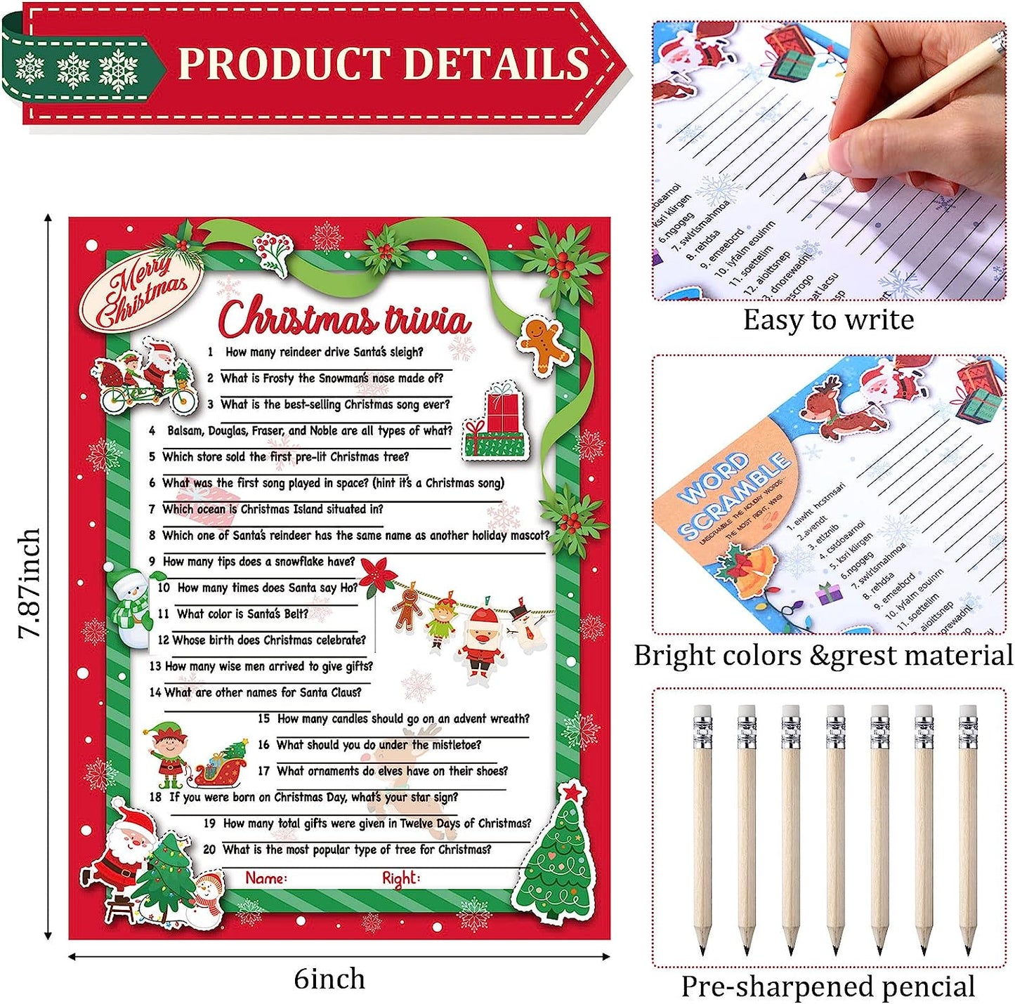 90 Pcs Chris as Trivia Game and Word Scramble Chris as Games for Family Chris as Decorations Xmas Guessing Activity Holiday Games for Friends Kids Coworkers Groups Chris as Party Supplies