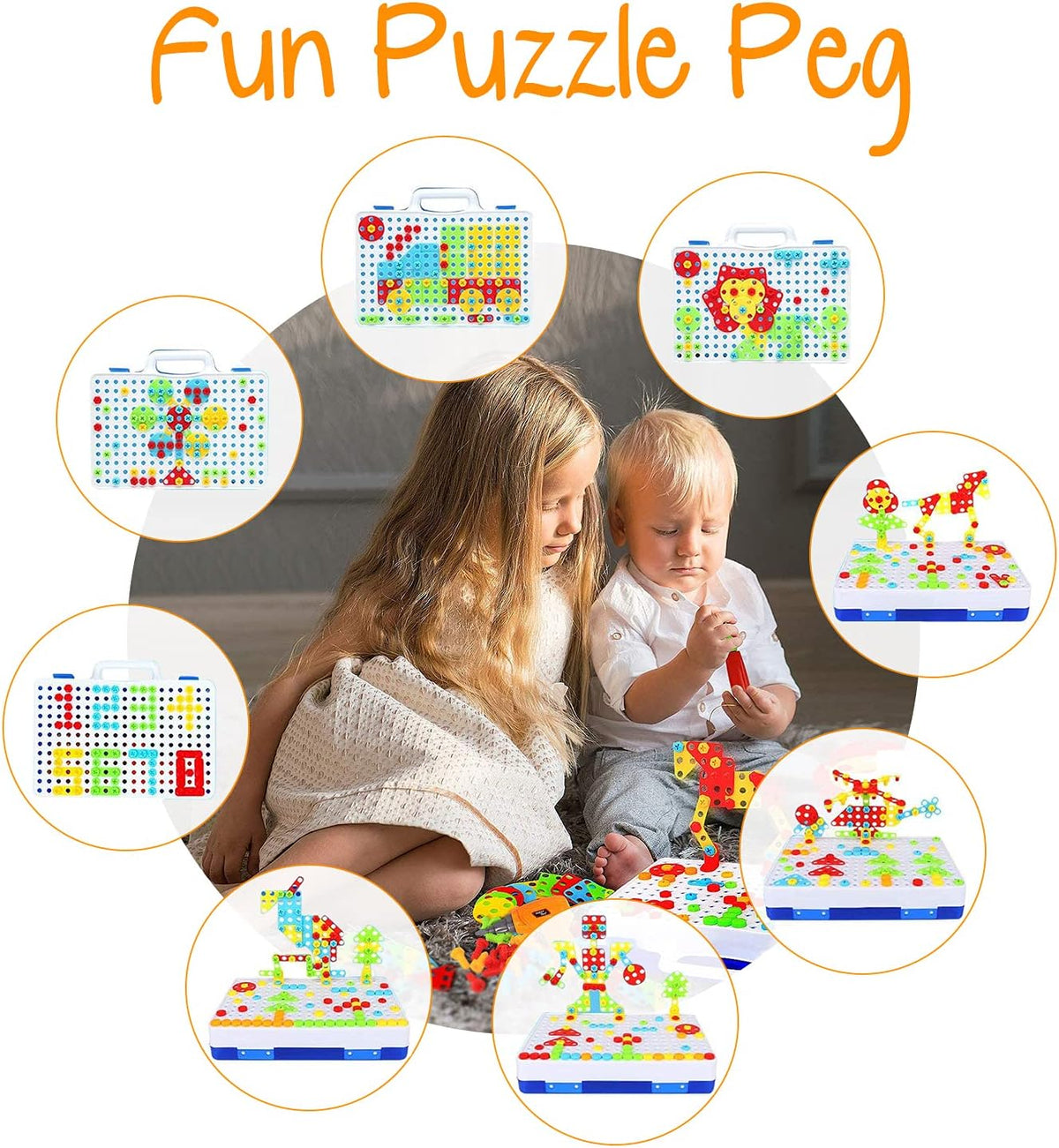 237 Pieces Creative Mosaic Toy Drill Puzzle Set for Kids, STEM Learning Educational Toys, Drill and Screwdriver Engineering Building Kit for Boys and Girls Ages 3 4 5 6 7 8 9 10 Year Old