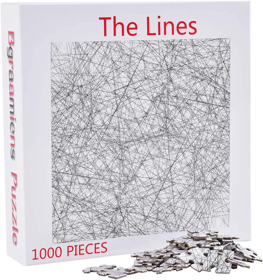 Puzzle-The Lines -1000 Pieces Black and White Simple Fashion Challenge Blue Board Jigsaw Puzzles