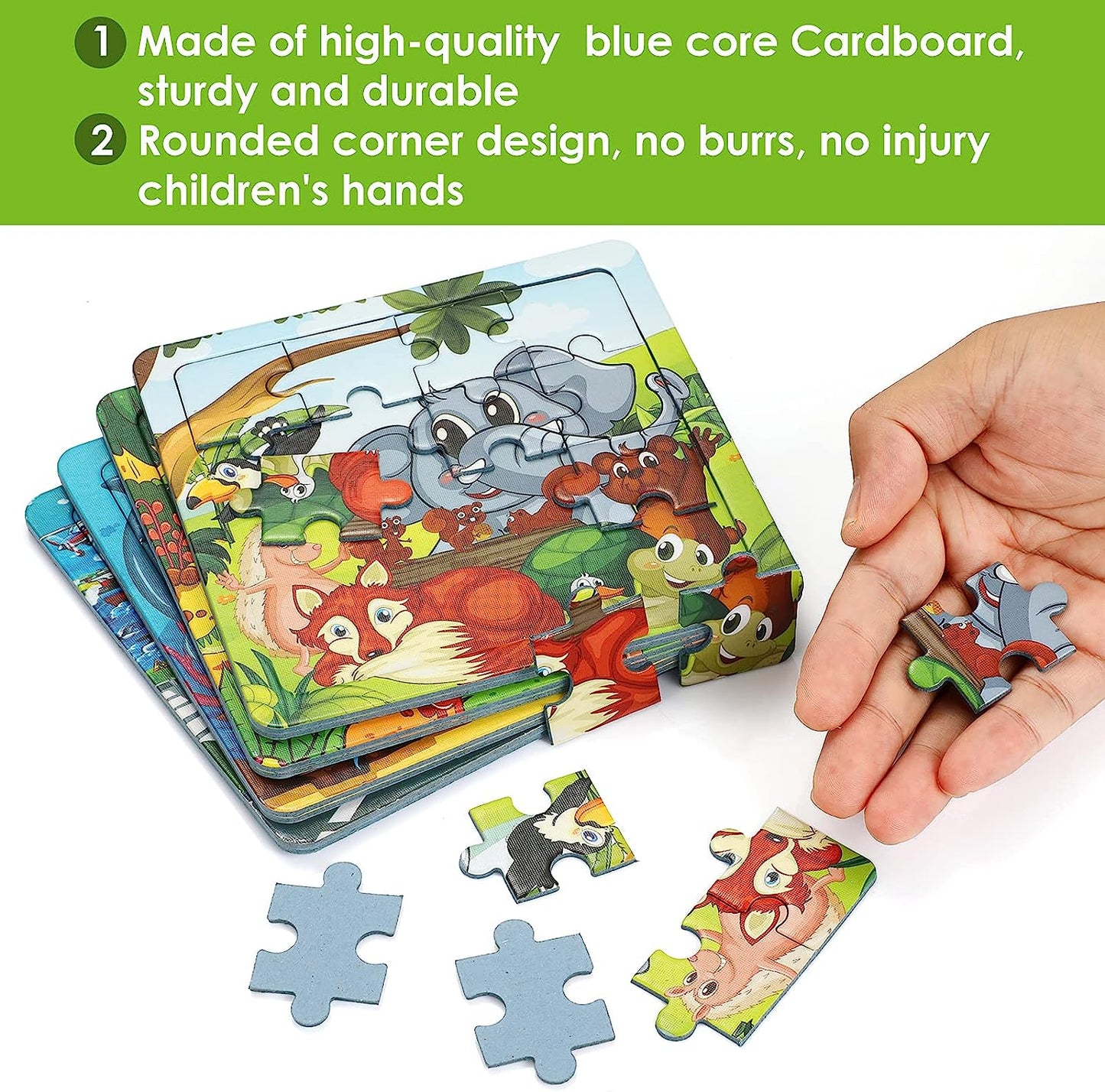 Jigsaw Puzzles for Kids, 4 Pack 16 pcs Preschool Educational Learning Toys Set for Boys and Girls,Toddler,Children(4 Puzzles) (Animal)