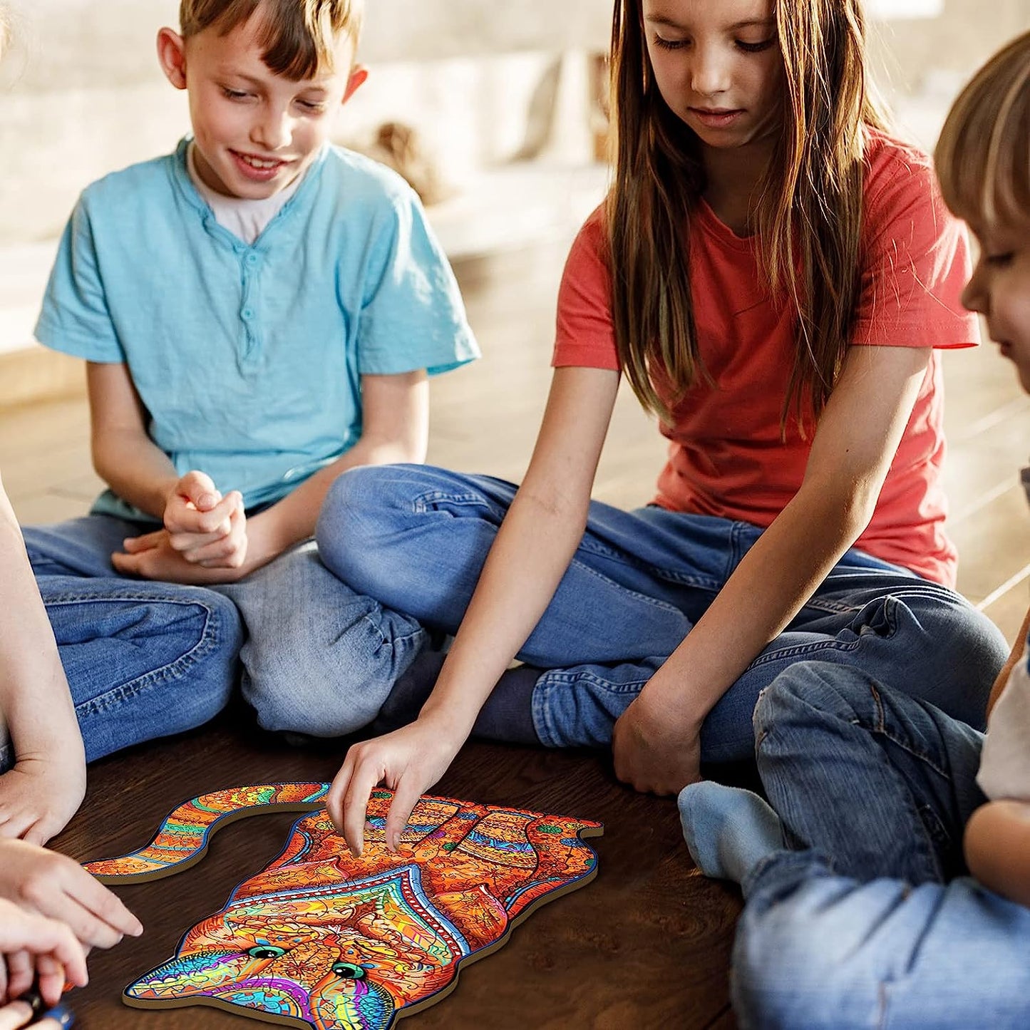 Wooden Jigsaw Puzzles-Cat Puzzle Unique Shape Advanced Animal Wooden Puzzle,Best Gift for Adults and Kids,Family Puzzles for Kids and Adults 11.6X9.1in-173pcs