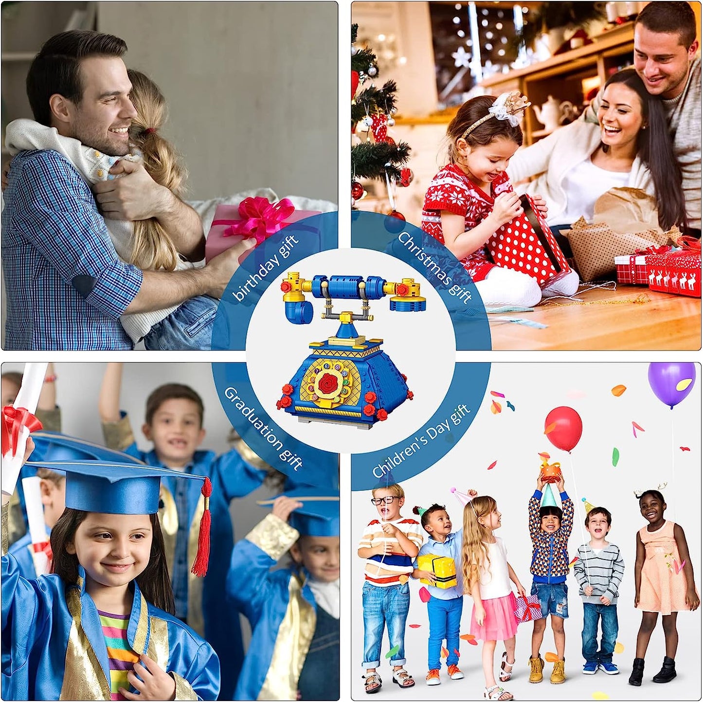 Mini Telephone Building Toy Sets DIY Creative Ideas Building Kit Gift for Boys Girls 6-14+ Adult/Friends Birthday Children's Day Teachers'Day Chris as 633pcs