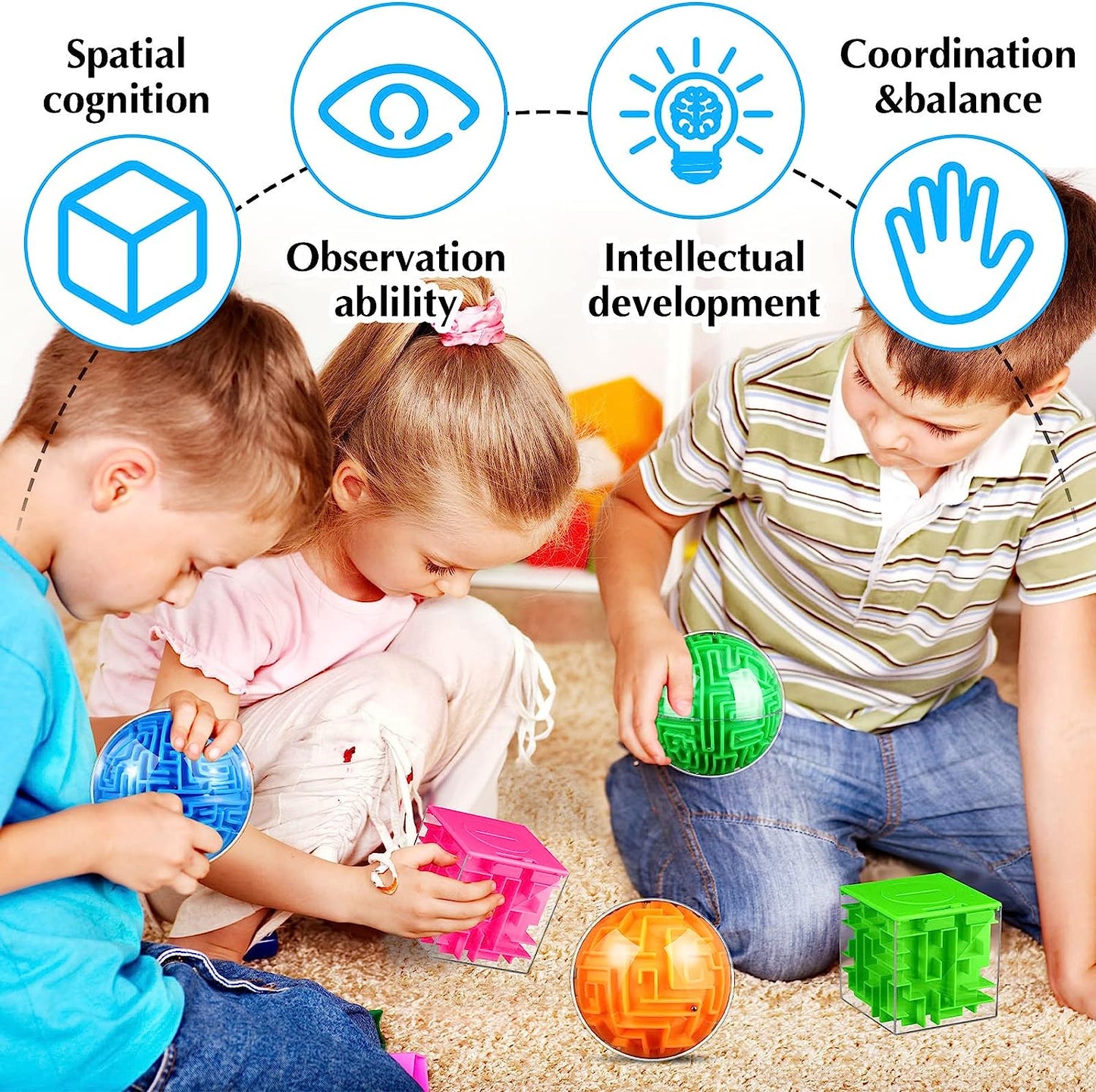 8 Pcs Brain Teaser Puzzles Include 4 Pcs 3D Maze Ball 4 Money Holder Maze Puzzle Brain Teasers Games Educational Toys Maze Puzzle Cube for Adults, Students and Hard Challenges Game Lover