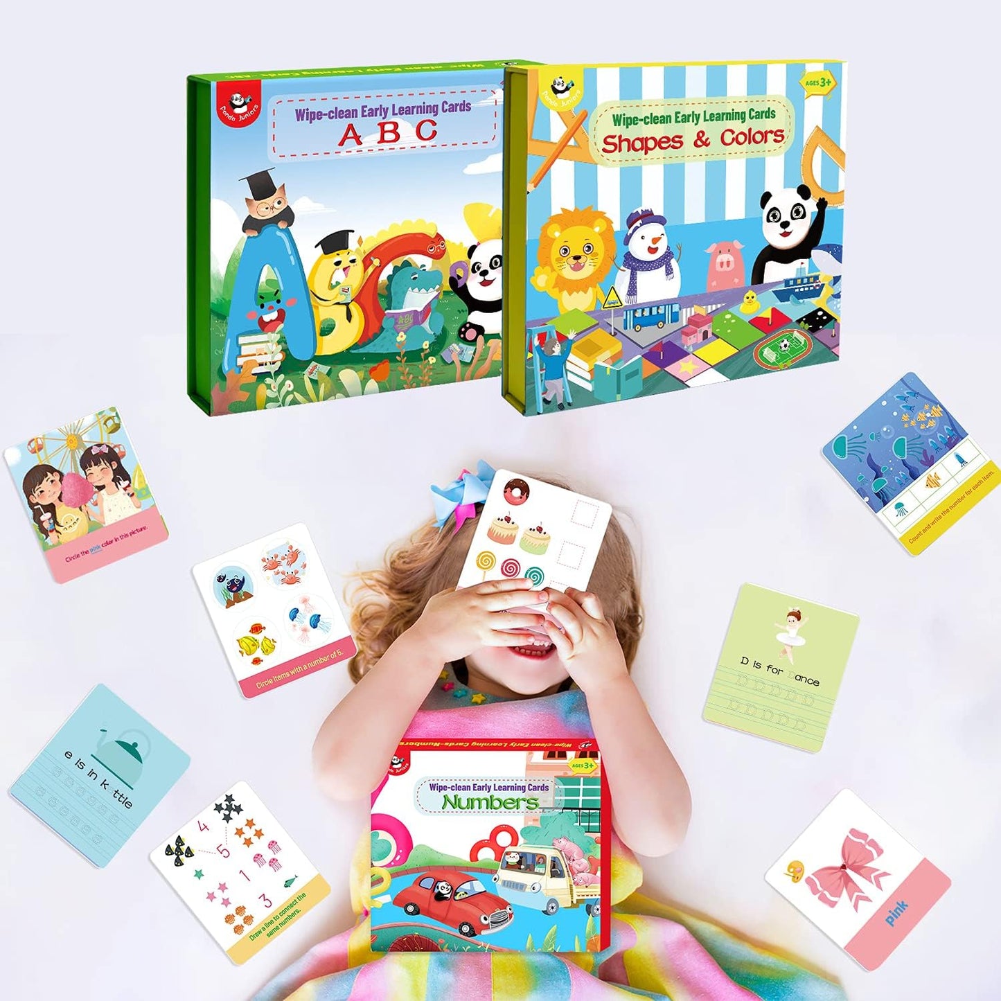 Sight Words Flash Cards Set of 3 - (ABC Letters, Numbers, Shapes & Colors) Pen Control Learning Toy Educational Toddler Preschool Kindergarten 1st 2nd 3rd Grade Homeschool for Kids 3-8