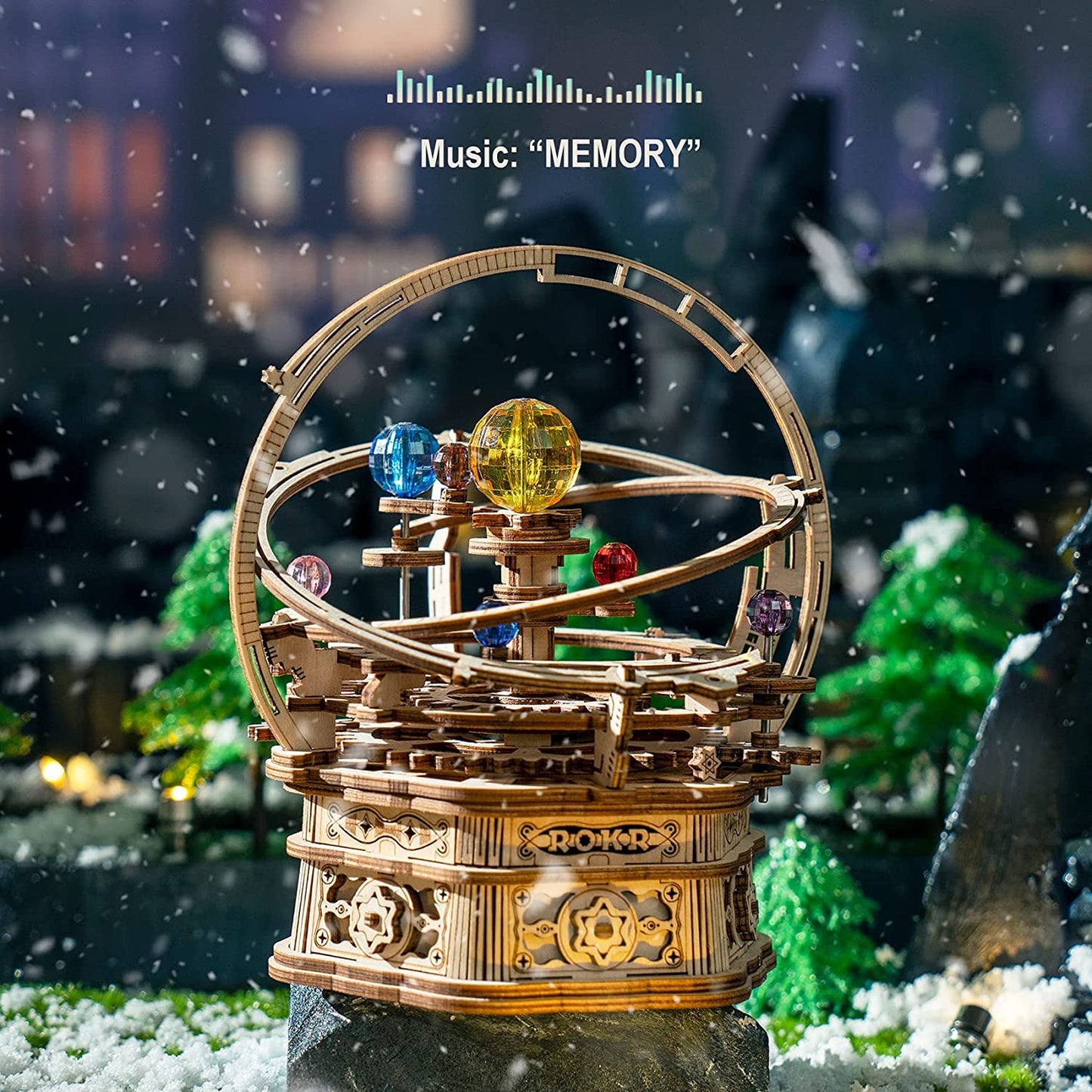 3D Wooden Puzzles for Adults Mechanical Music Box-Starry Night, DIY Rotating Music Box Model Building Kits for Teens, DIY Crafts/Hobbies/Gifts Desk Decor for Boys Ages 14+ (Starry Night)