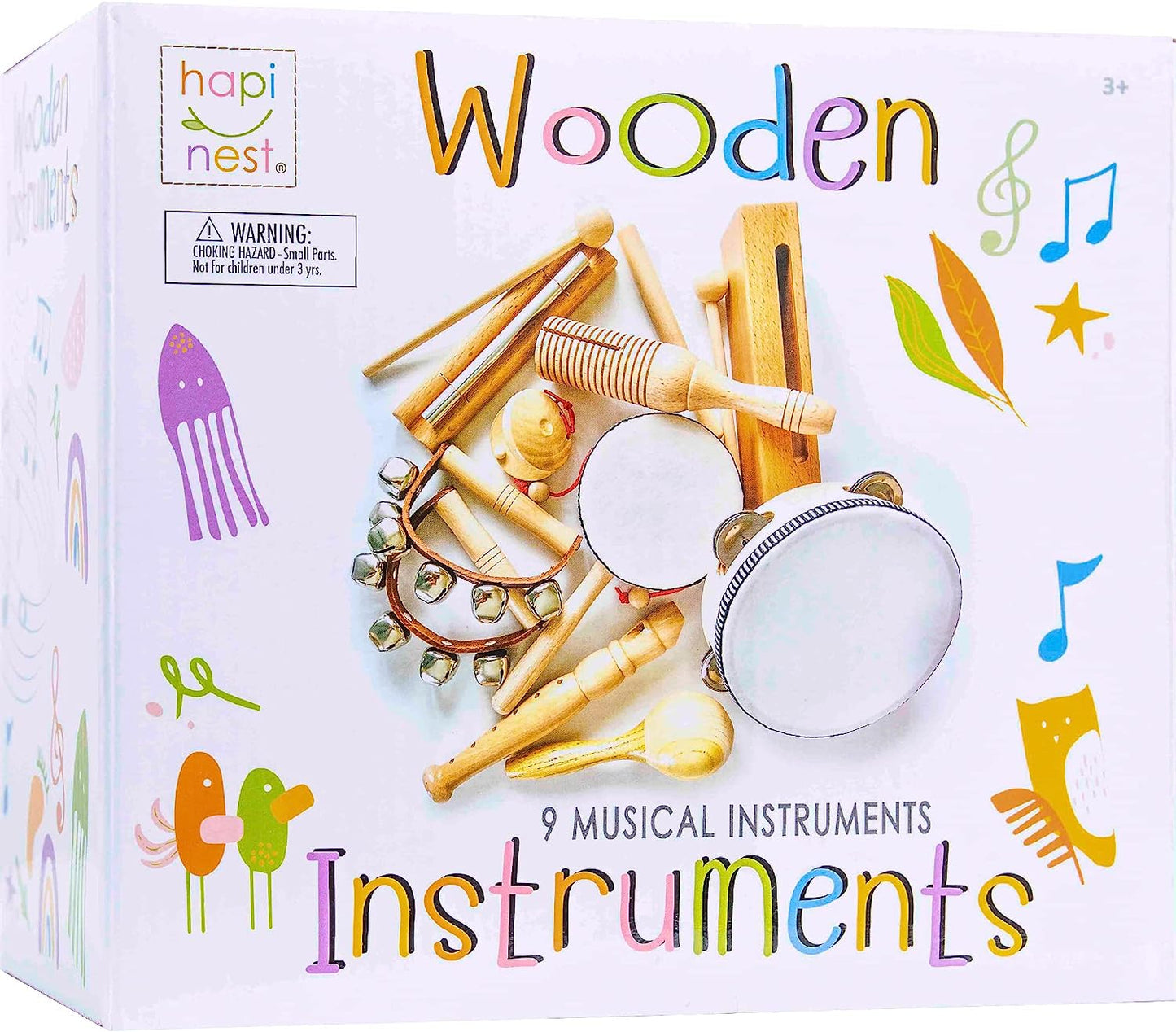 Wooden Musical Toy Instruments 9 Piece Set for Kids Boys and Girls for Babies and Toddlers