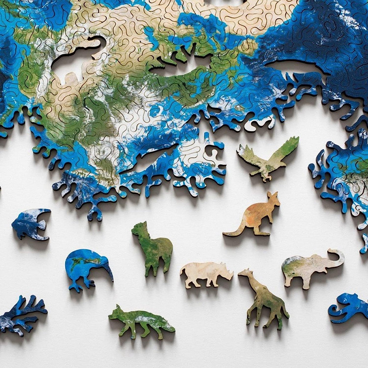 441 Pcs Earth Wooden Jigsaw Puzzle for Adults - Challenging Unique Shaped Jigsaw Puzzle