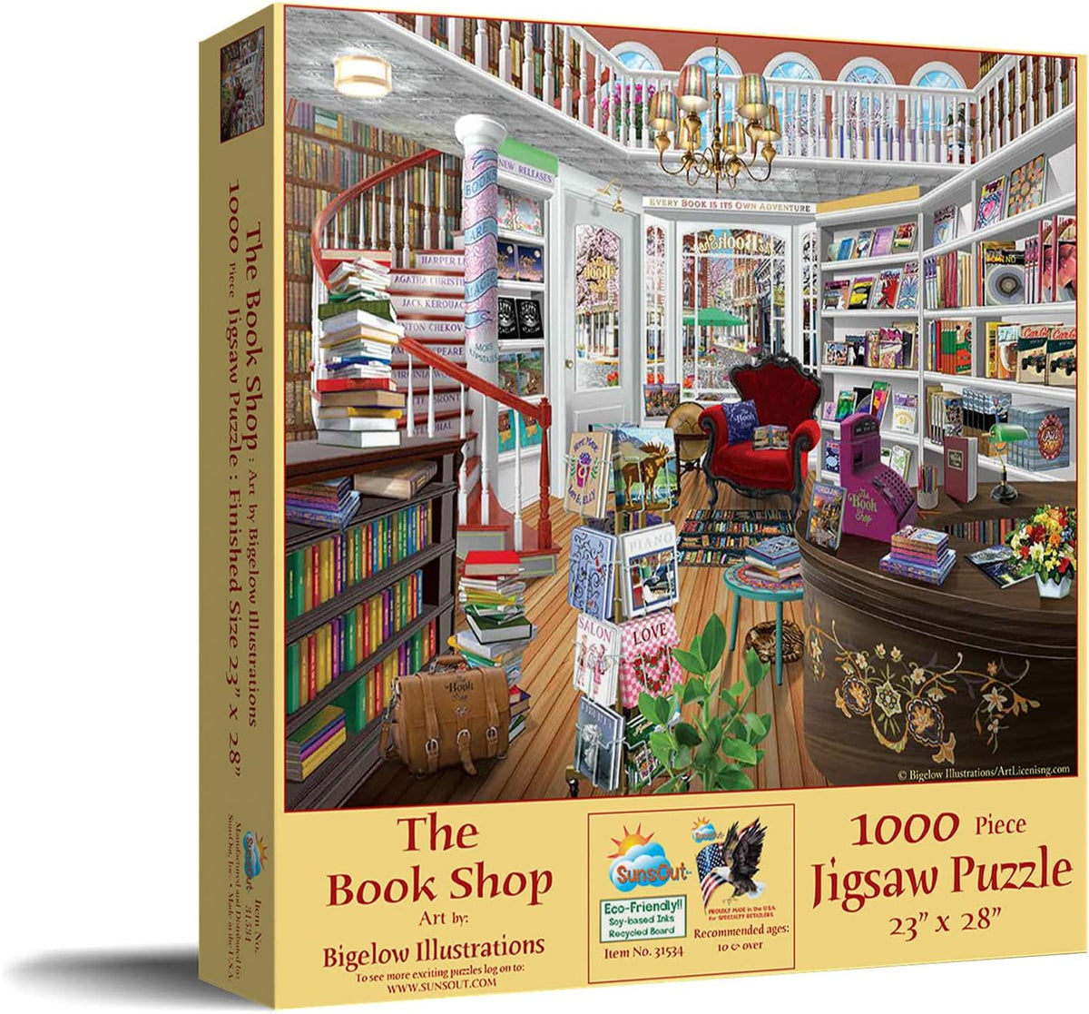 The Book Shop - 1000 pc Jigsaw Puzzle by Artist: Bigelow Illustrations - Finished Size 23" x 28" - MPN# 31534