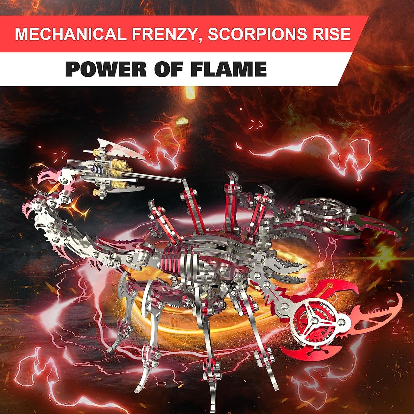 3D Metal Puzzle - Scorpion DIY Model Puzzle Kit, Collectable Exquisite Souvenir Idea, 3D Puzzles for Adults and Teens, The Ideal Gift for Lovers of Building Model Toys and Birthday Gift (Red)
