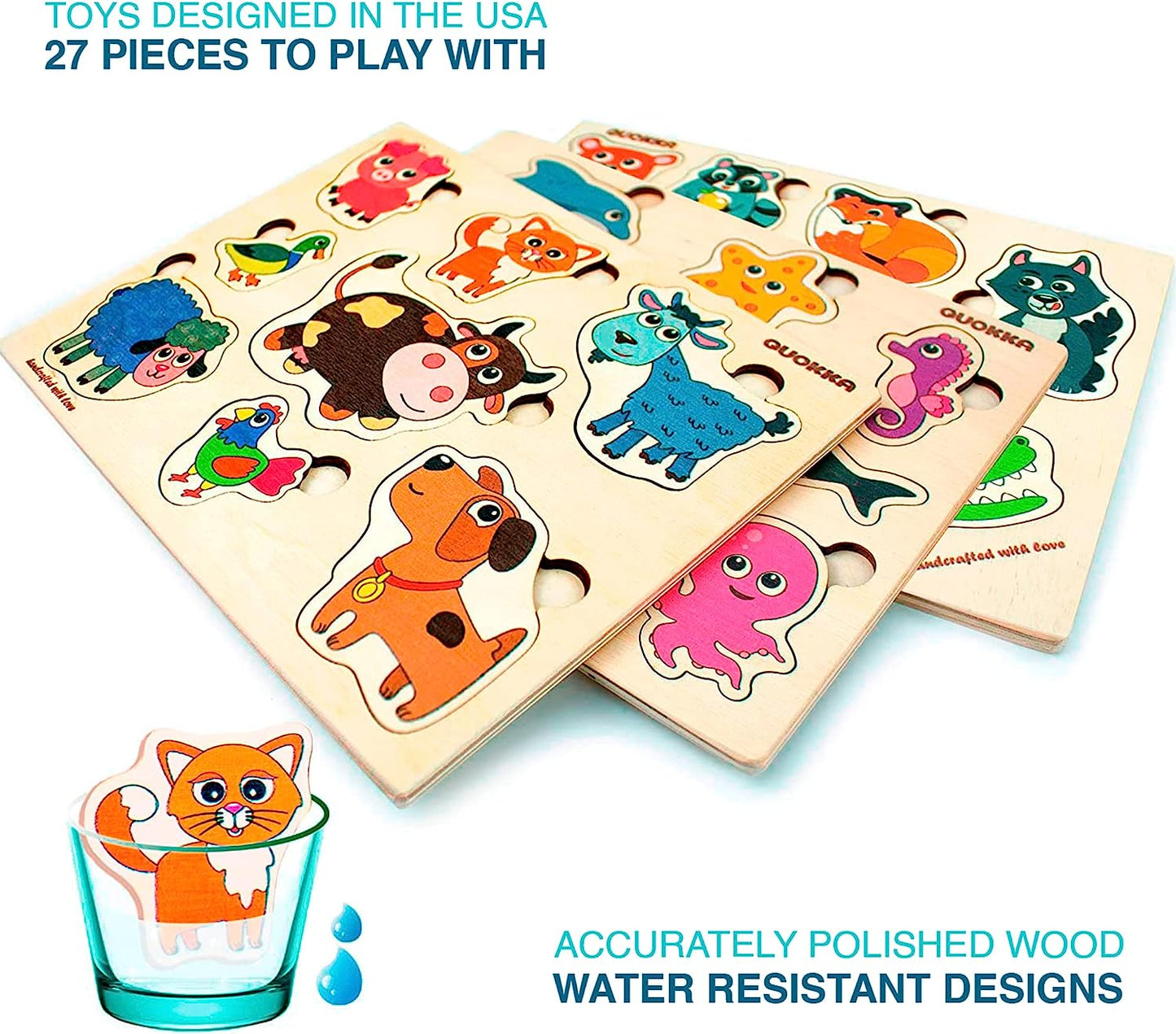 Wooden Puzzles for Toddlers Ages 1-3 – Peg Toddler Puzzles Ages 2-4 by – Set of 3 Wood Learning Travel Toys for Children 3-5 Years Old Educational Game for Boys and Girls