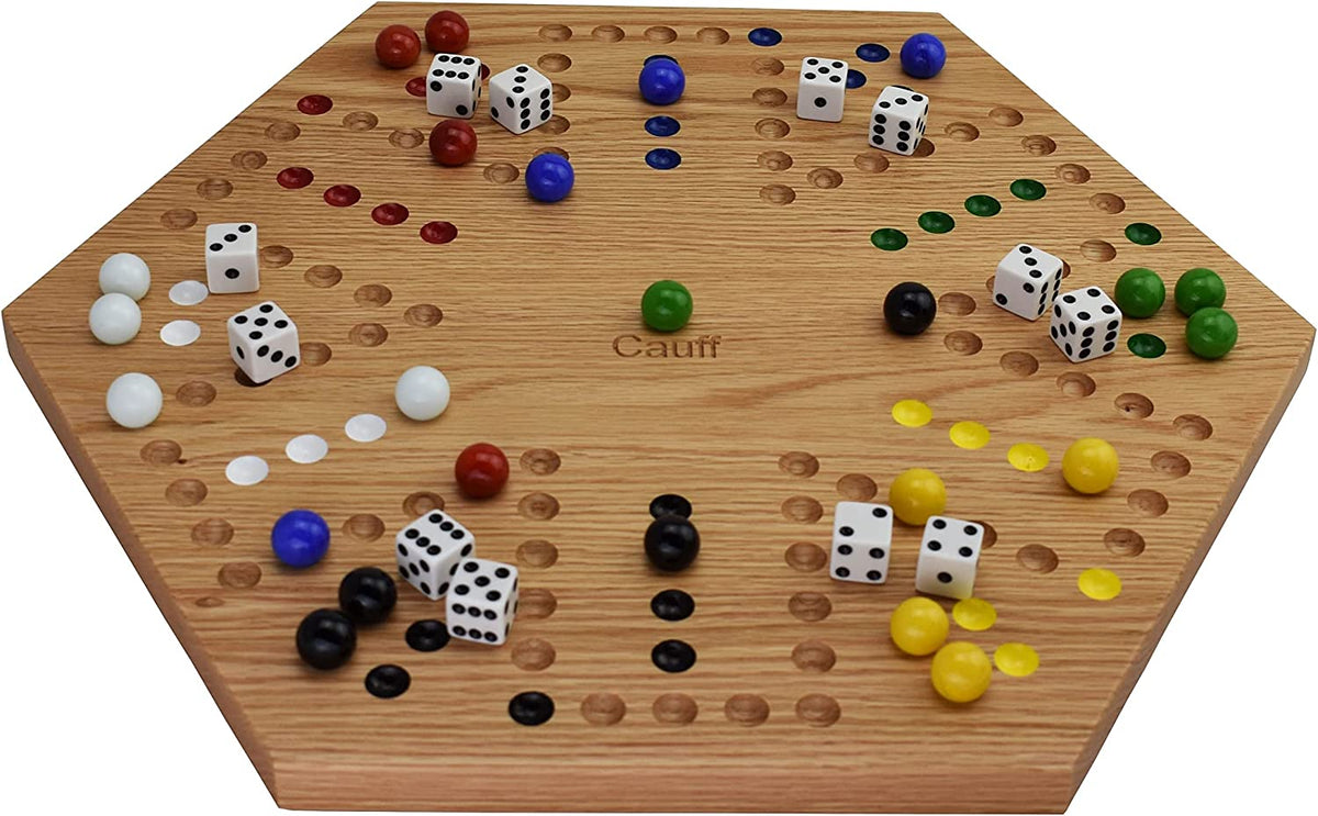 Solid Oak Double Sided Marble Board Game Hand Painted by (20 inch)