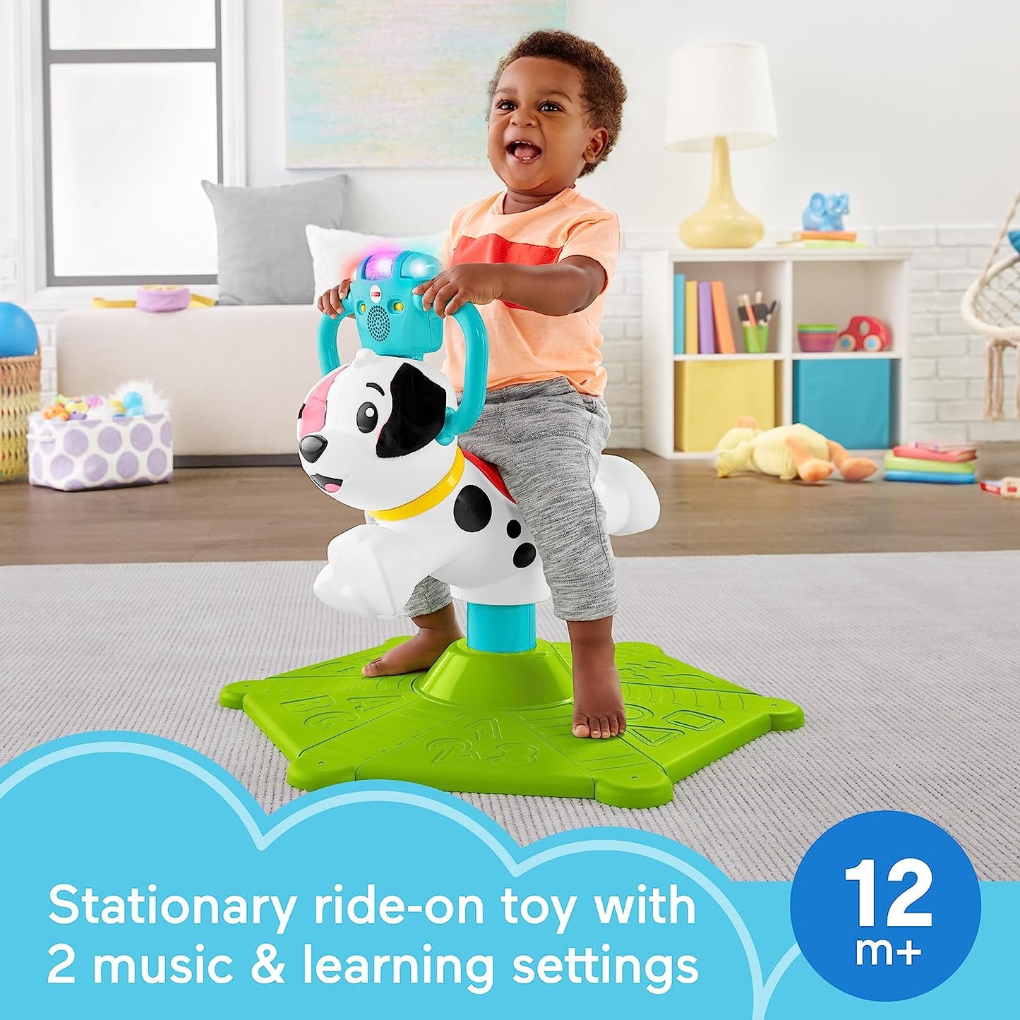 Toddler Ride-On Learning Toy, Bounce and Spin Puppy Stationary Musical Bouncer for Babies and Toddlers Ages 12+ Months