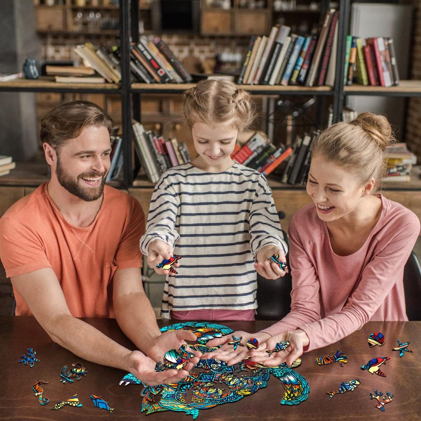 Wooden Puzzle for Adults, Sea Turtle Wooden Jigsaw Puzzles for Adults Kids, Unique Animal Shape Wood Cut Puzzles for Friend Family Turtle Lover (L-14.9 * 12.6in-301pcs)