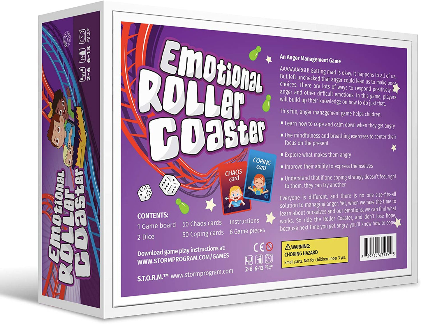 Emotional Rollercoaster | Anger Management Board Game for Kids & Families | Therapy Learning Resources | Anger Control Card Game | Emotion Board Games Games for Kids Ages 4-8 -12 | Social Emotional