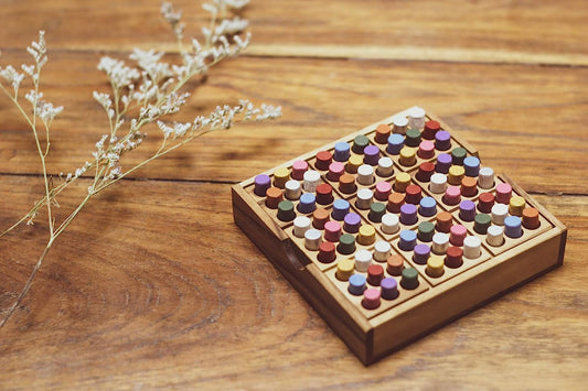Deluxe Wood Colored Sudoku Board (Travel Set): Handmade & Organic Traditional Wooden Color Matching Game for Adults from with SM Gift Box(Pictured)