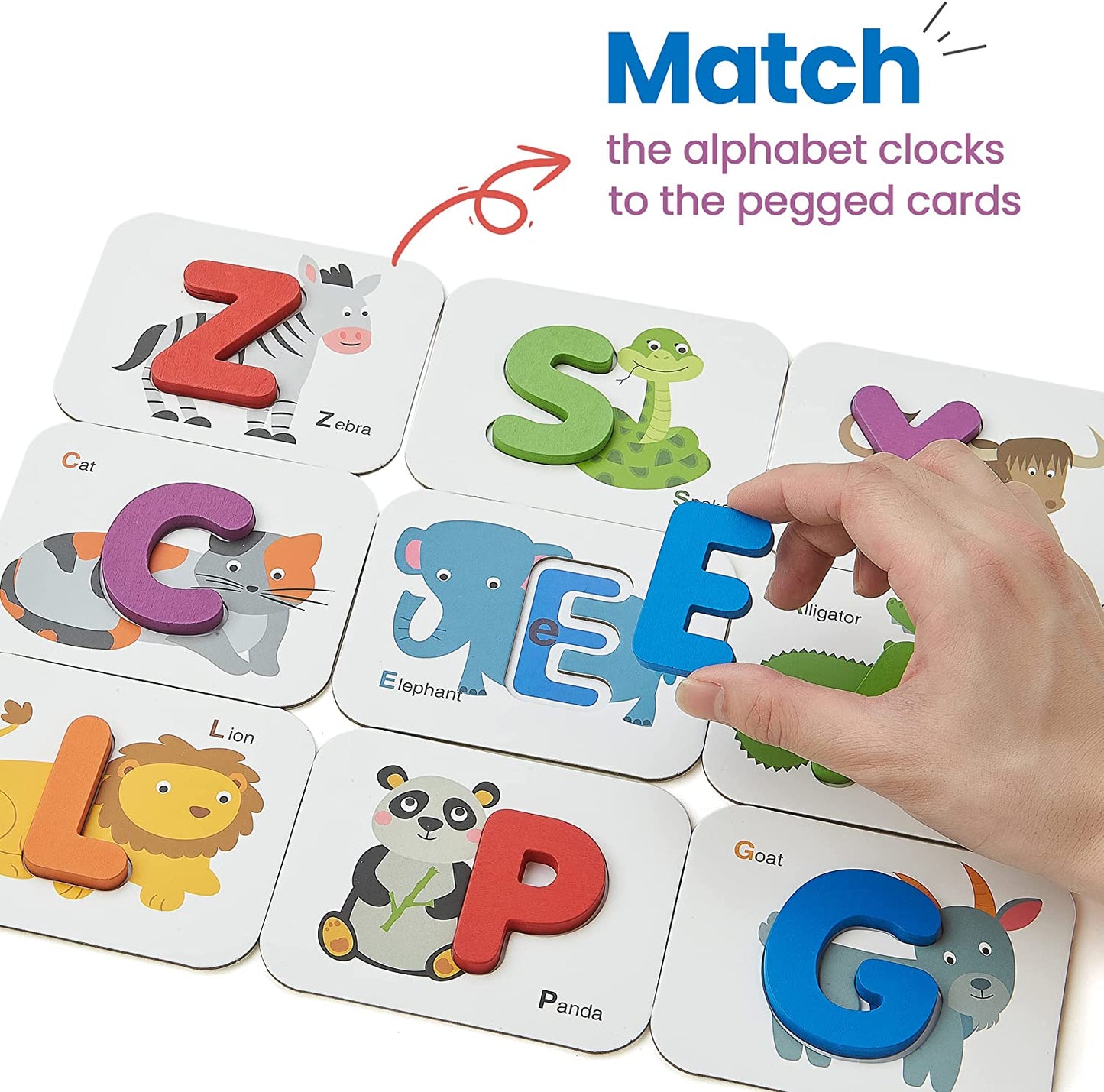 Alphabet Number Flash Cards Wooden Letter Puzzle ABC Sight Words Match Games Animal Counting Board Preschool Educational Toys for Toddlers Boys Girls 3+ Years (36 Cards& 37 Block)