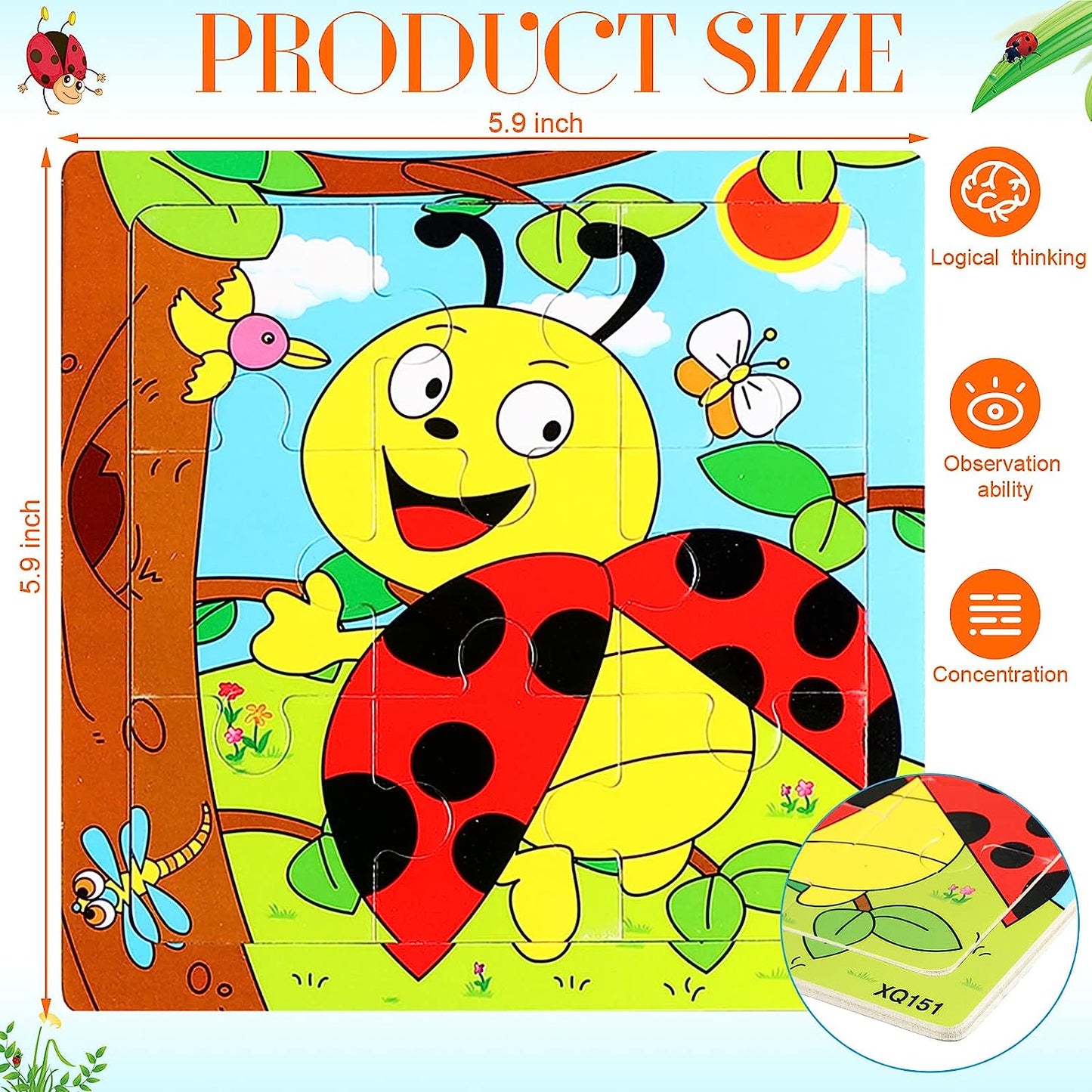 40 Pack Wooden Jigsaw Puzzles for Kids 4-8 Years 9 Pieces Animals Vehicle Toddlers Puzzles Preschool Educational and Learning Puzzles Gifts for Kids Birthday Party