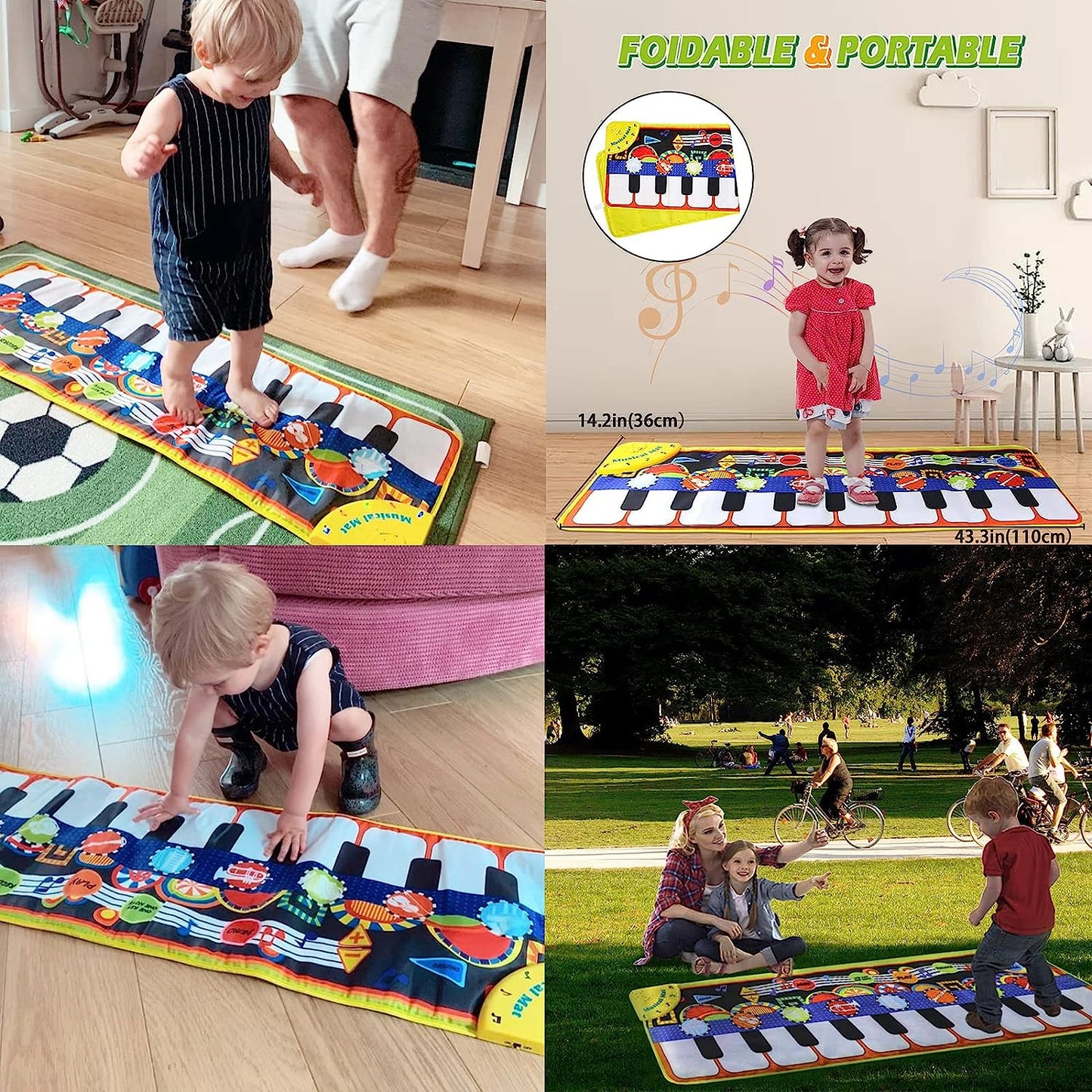 Piano Mat, Toddler Toys Musical Mat with 25 Music Sounds Floor Piano Keyboard Mat Carpet Touch Playmat Educational Toys Gifts for Baby Kids Boys Girls 1 2 3+ Year Old