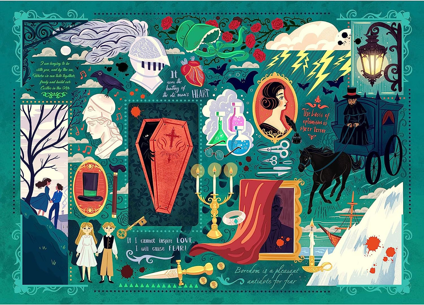 Gothic Novels - Book Club 1000 Piece Jigsaw Puzzle | Sustainable Puzzle for Adults | Premium 100% Recycled Board | Great Gift for Adults |