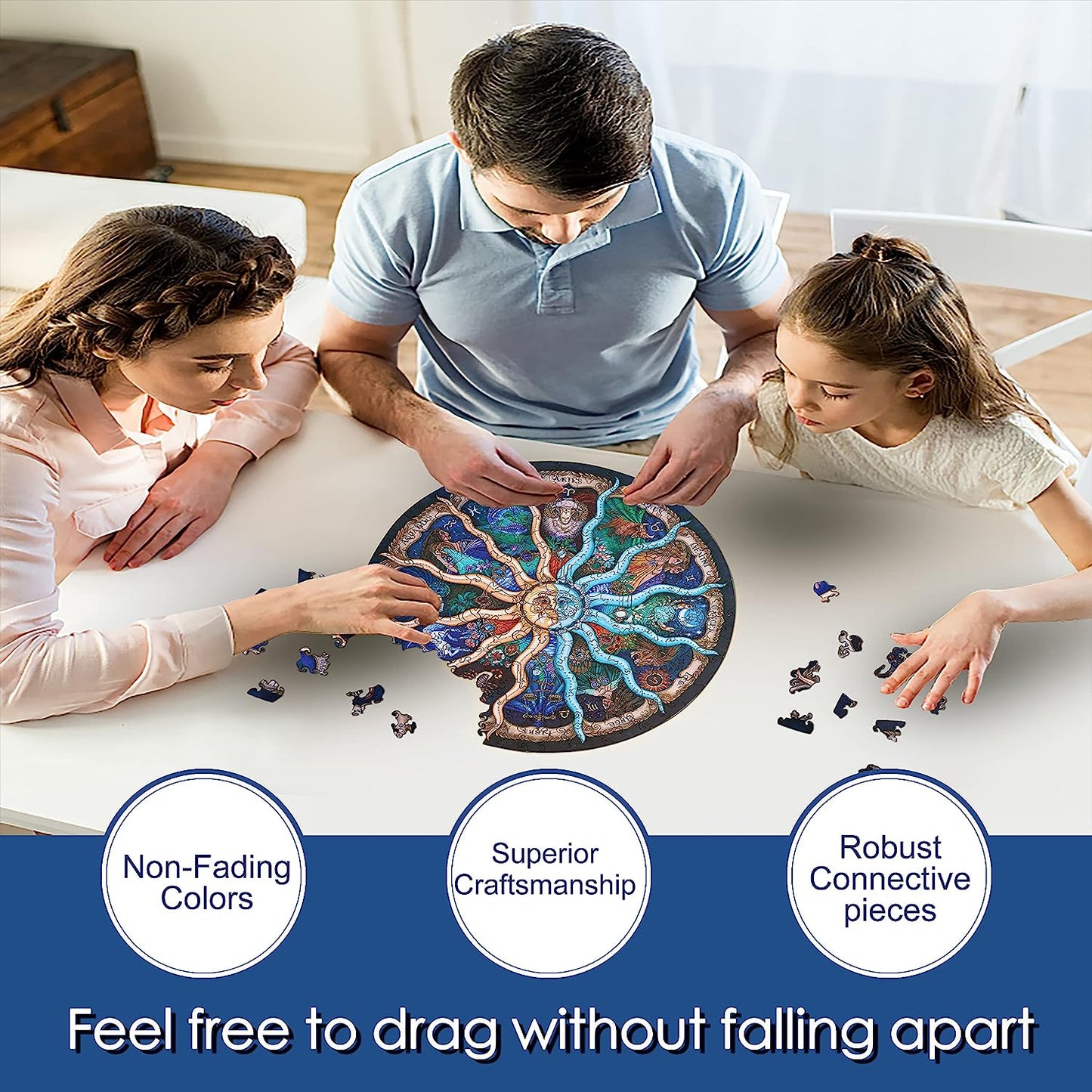 Wooden Jigsaw Puzzle for Adults Unique Jigsaw Animal Shaped Wood Cut Large Size 200 pcs Fun Challenging for Kids Zodiac