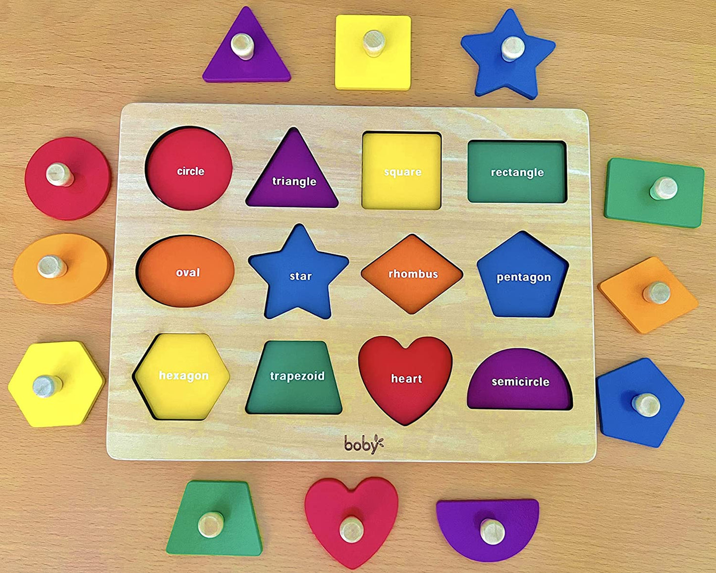 Dailyfunn Toy Shape Peg Puzzles Baby Puzzle 12-18-24 Months with Knob for Infant-Toddlers 1-3