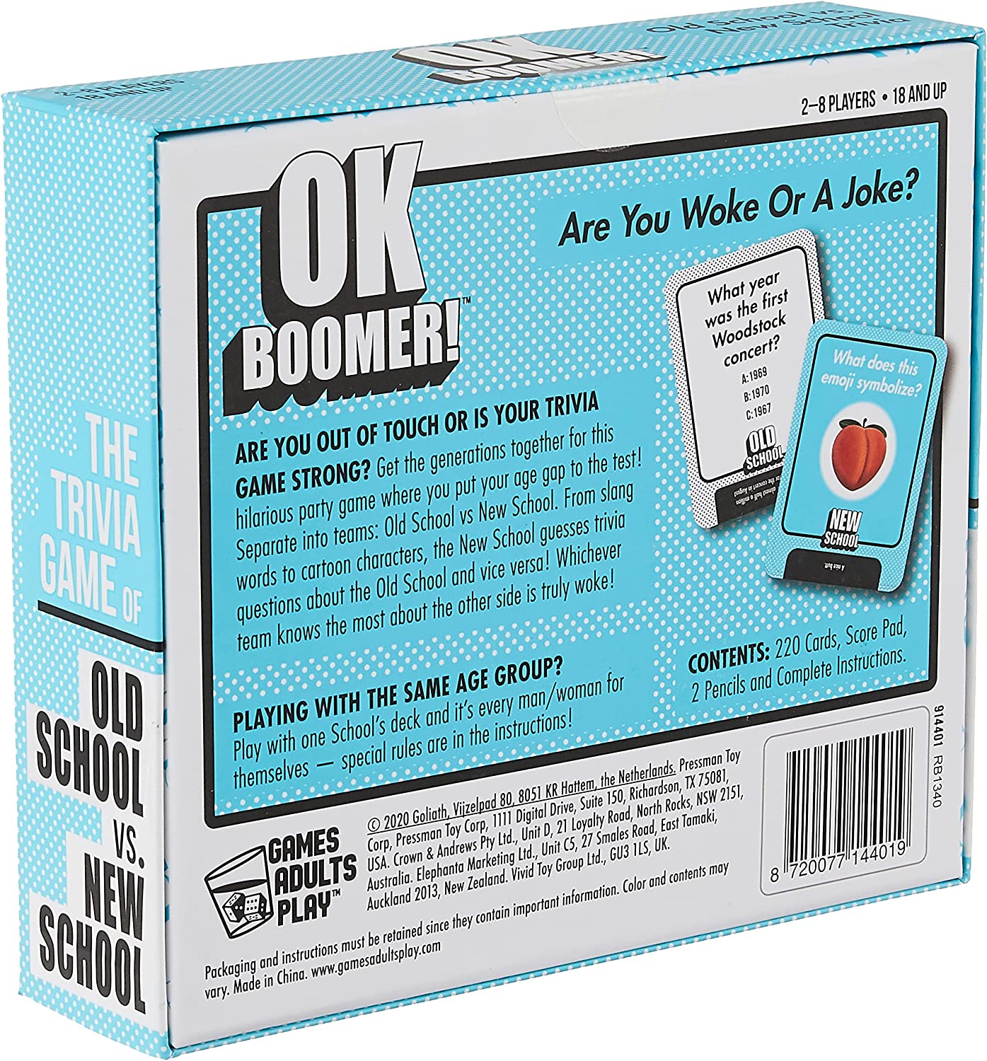 OK Boomer - The Old School vs. New School Trivia Game, Blue Sky, Includes 220 Cards