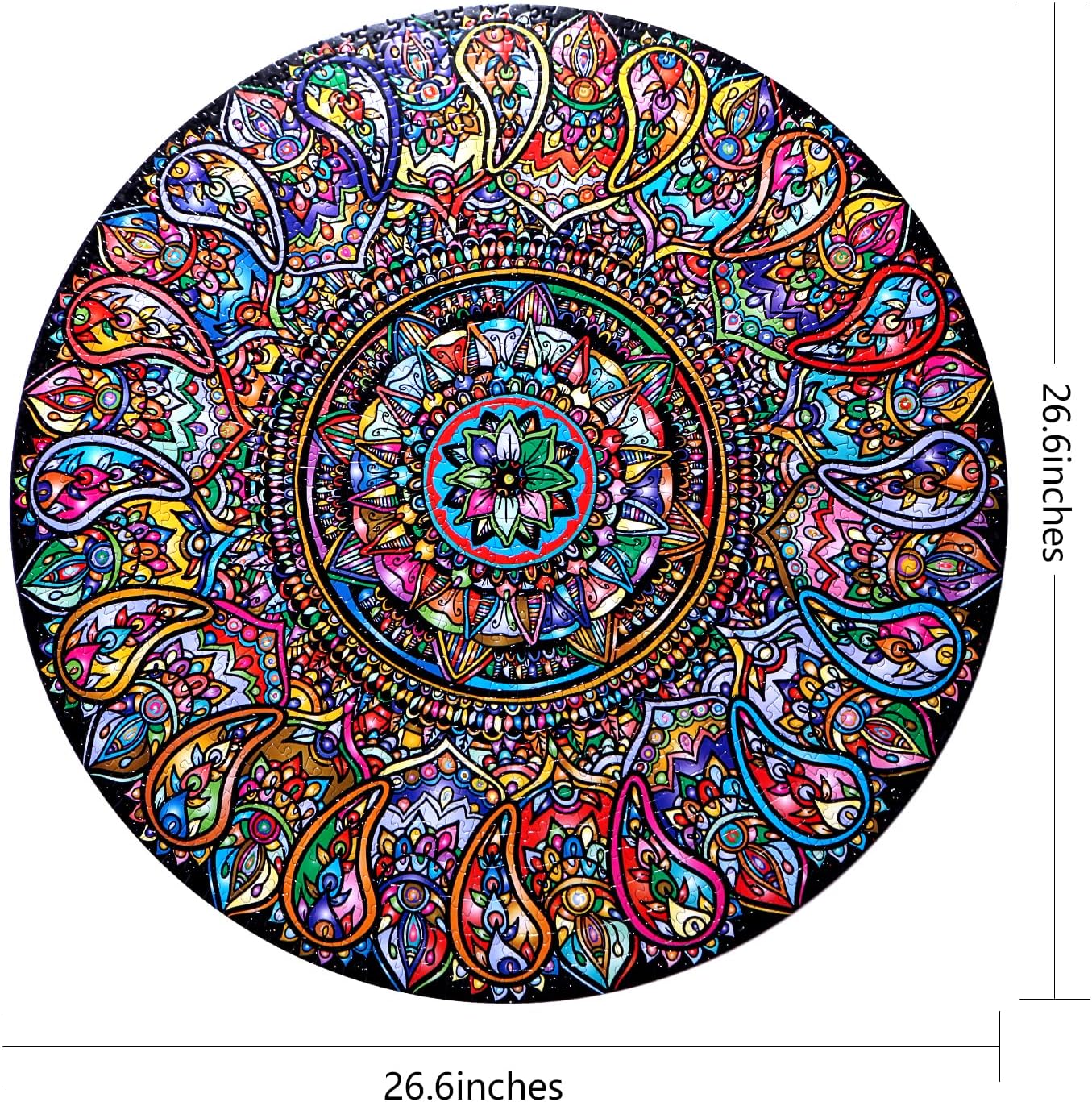 Puzzle-Mandala Petals-1000 Pieces Round Puzzle Color Challenge Jigsaw Puzzles for Adults and Kids(Mandala Petals)