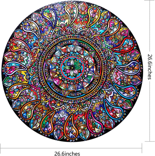 Puzzle-Mandala Petals-1000 Pieces Round Puzzle Color Challenge Jigsaw Puzzles for Adults and Kids(Mandala Petals)