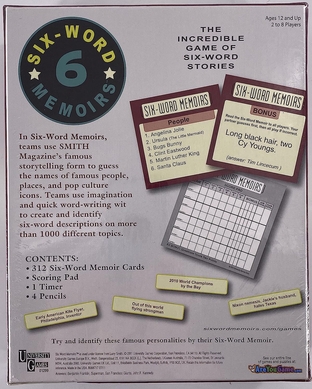Six Word Memoirs Card Game by | The Incredible Game of 6 Word Stories | Fun Party Game for Friends and Family | For Ages 12 Years and Up