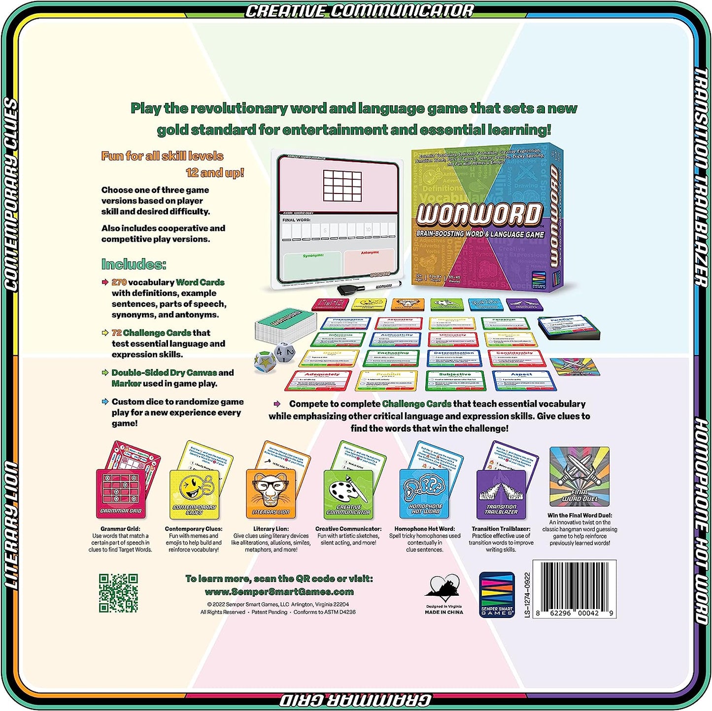 Wonword Brain-Boosting Word Game. Essential Vocabulary, Critical Language and Creative Expression Made Fun for 12 and Up!