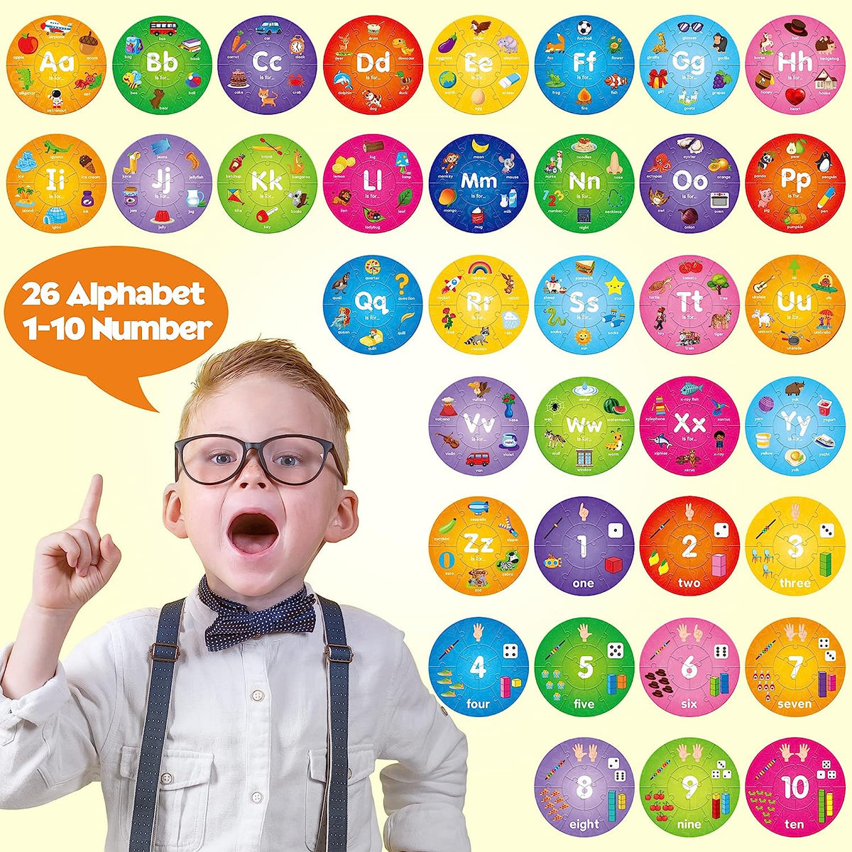 Wooden Number and Alphabet Puzzles for kids ages 3-5, ABC Learning for Toddlers Ages 3+, Preschool Activities Letter Puzzles Educational Toys Gifts for 4 5 6 7 8 Year Old Boys Girls