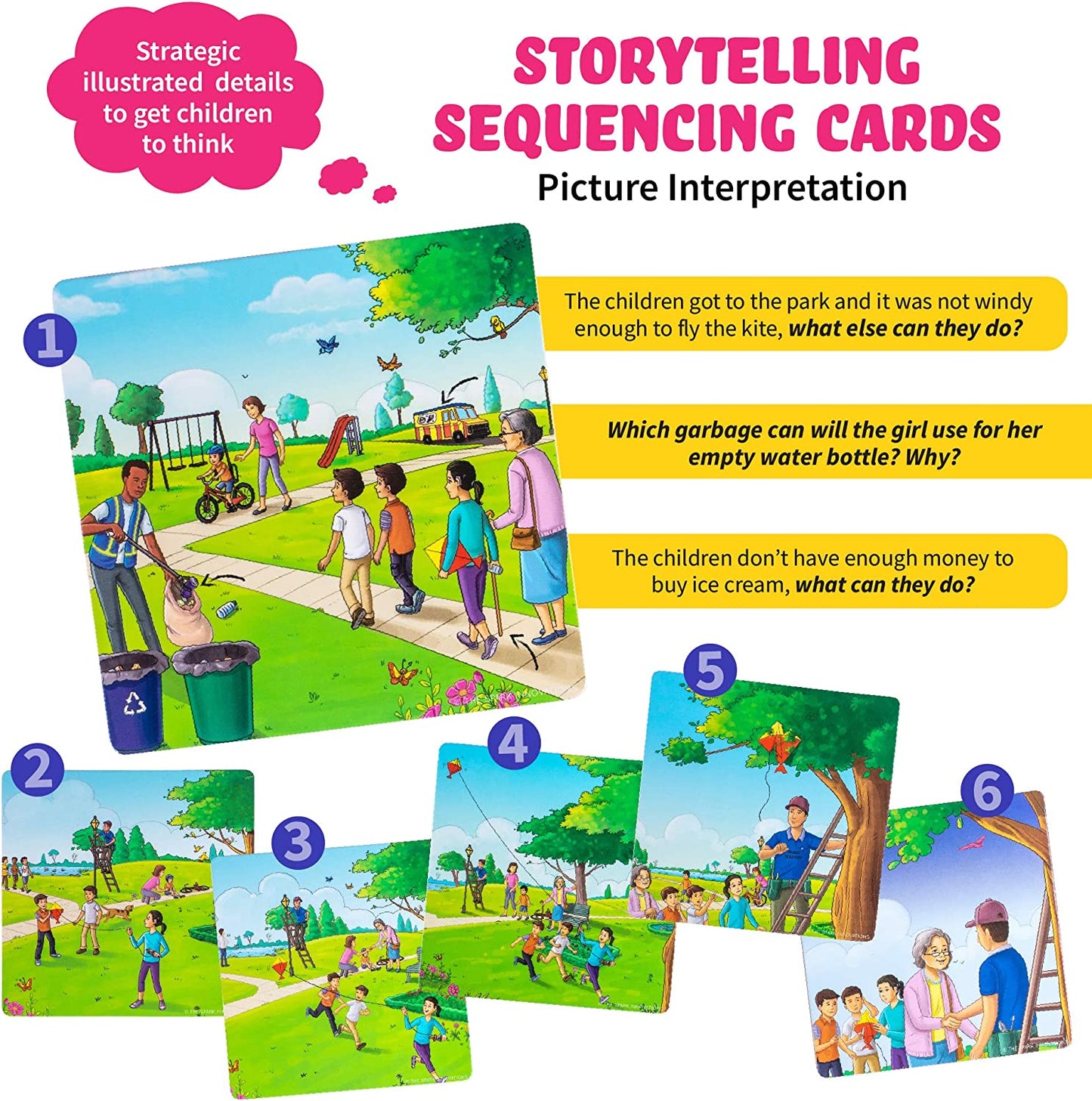Spark Cards Sequence Cards for Storytelling and Picture Interpretation Speech Therapy Game, Special Education Materials, Sentence Building, Problem Solving, Improve Language Skills
