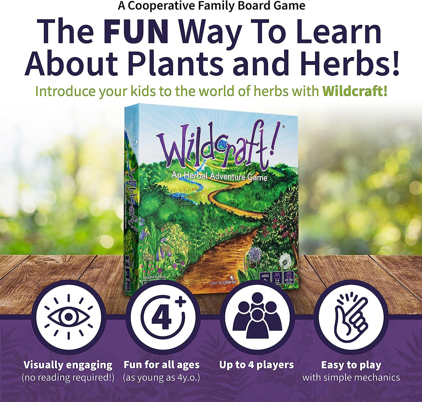 Wildcraft! An Herbal Adventure Game – Family Educational Game with 25 Herbs to Learn - Educational Games/Cooperative Board Games with 3 Printable Learning Tools Including Plant Guide and Coloring Book