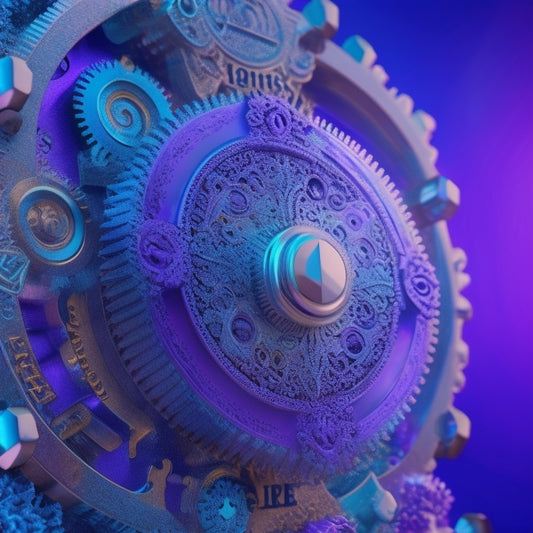An illustration of a large, ornate key unlocking a diverse, vibrant network of interconnected gears, each gear representing a unique supplier, set against a bright, gradient background of blues and purples.