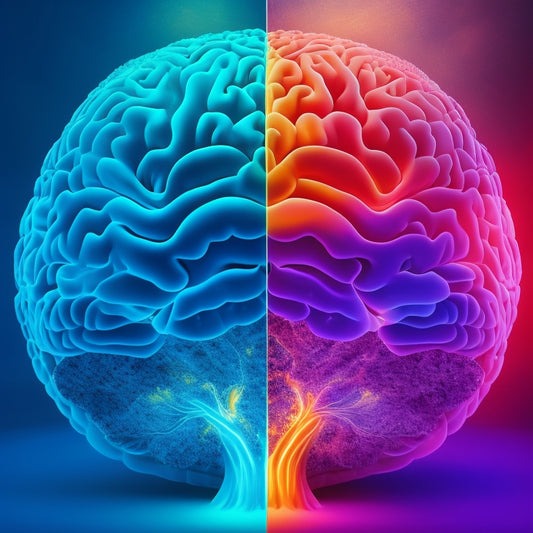 A split-screen illustration featuring a brain with glowing, swirling patterns on one side and a subtle, nuanced facial expression on the other, conveying emotional intelligence and empathy.