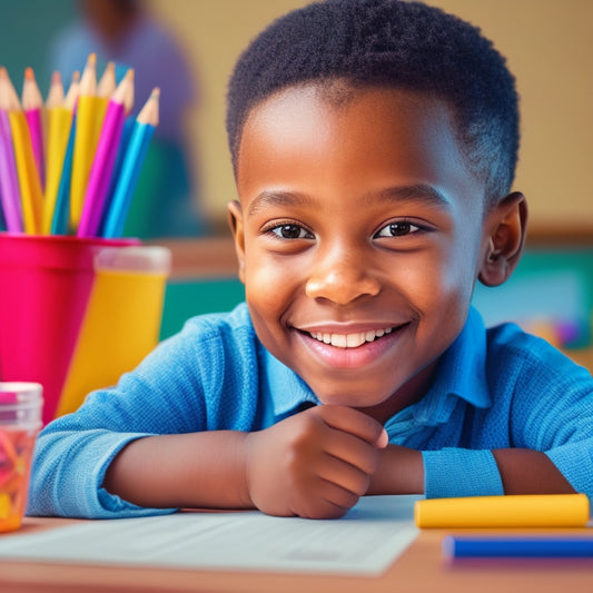A colorful illustration of a smiling grade 3 student sitting at a desk, surrounded by scattered math problems and pencils, with a mixture of confident and puzzled facial expressions.