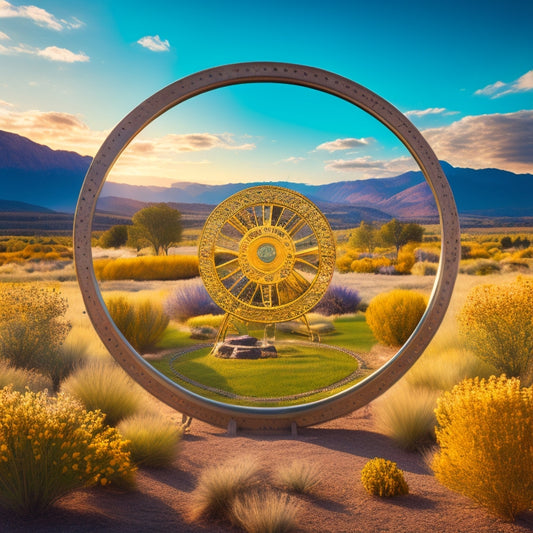 A stylized image featuring a large, golden rotary wheel at its center, surrounded by vibrant, interconnected circles representing community, with subtle hints of Parker's landscape in the background.