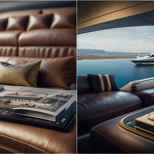 A split-screen image featuring a worn, empty wallet on a worn couch on one side, and a luxurious lifestyle scene with a private jet, yacht, and mansion on the other, with a subtle, rising arrow connecting the two.