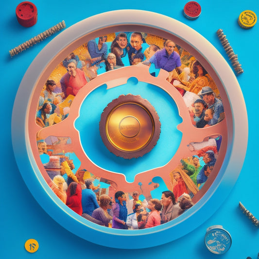 A stylized illustration of a magnifying glass hovering above a diverse group of people with disabilities, surrounded by puzzle pieces, gears, and subtle hints of digital coding in the background.