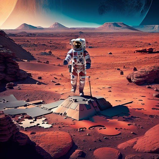 Uncover the mysteries of an Astronaut On Mars in this mind-bending jigsaw puzzle. Are you ready to piece together an intergalactic adventure?