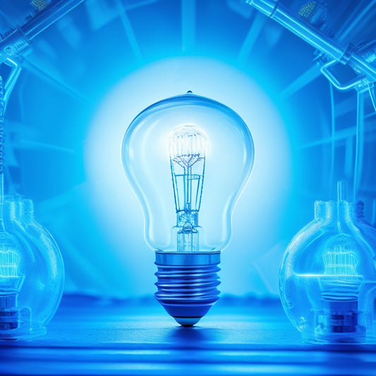 A stylized illustration of a lightbulb surrounded by gears, with mathematical symbols and formulas etched into the gears, set against a bright blue background with subtle grid lines.