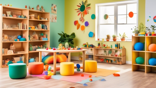 A colorful and playful classroom setting that captures the essence of both the Montessori and Waldorf educational approaches. The image should include elements of nature, hands-on learning materials, 