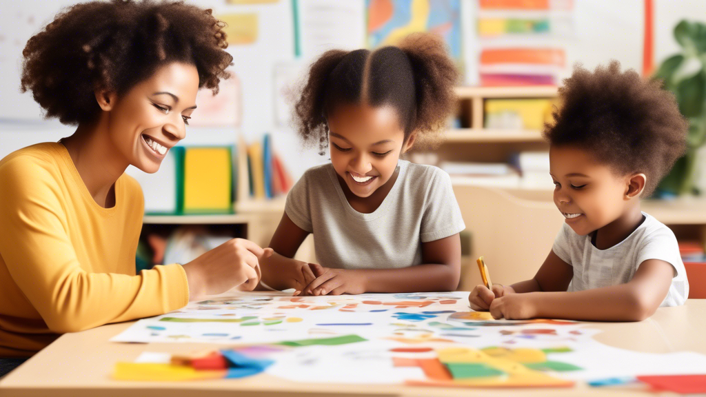 Create an image that visualizes the collaboration between parents and teachers in supporting a child's cognitive development. Include elements such as a shared workspace, data sharing, and communicati