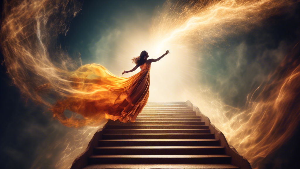 A dynamic and inspiring image that captures the essence of personal transformation. The image should convey a sense of empowerment, resilience, and a path to growth. It could incorporate elements such