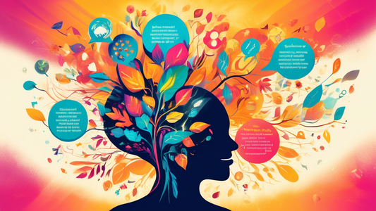 A vibrant and inspiring image that captures the essence of empowering self-talk for a growth mindset. Depict a person engaging in positive self-dialogue, surrounded by a metaphorical representation of